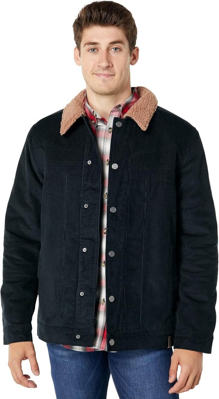 Obermeyer Men's XL Black Snap Front Sherpa Lined Condor Corduroy Jacket HR3-22